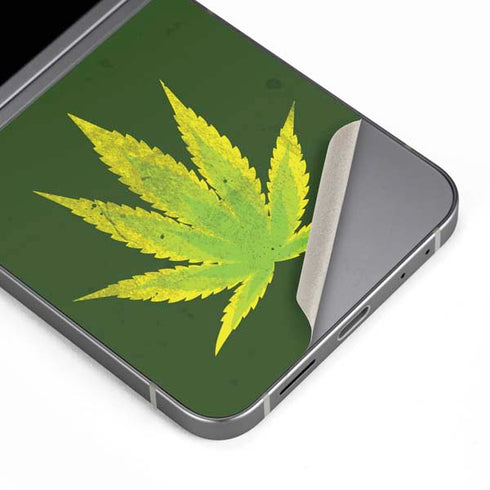 Marijuana Leaf Light Green Galaxy Z Flip6 Skin